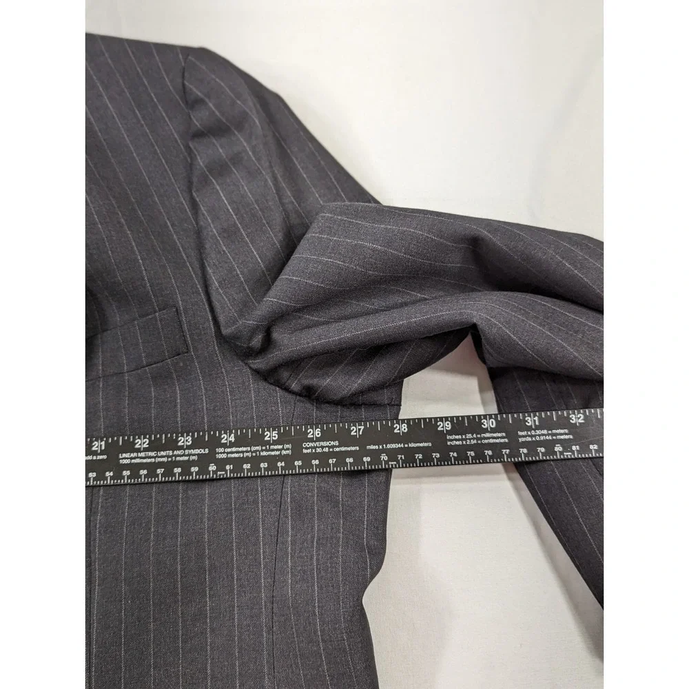 Hart Schaffner Marx Wool Blazer Suit Jacket Sport Coat 52R‎ Dark Gray Pinstripe